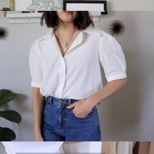 puff sleeve button shirt